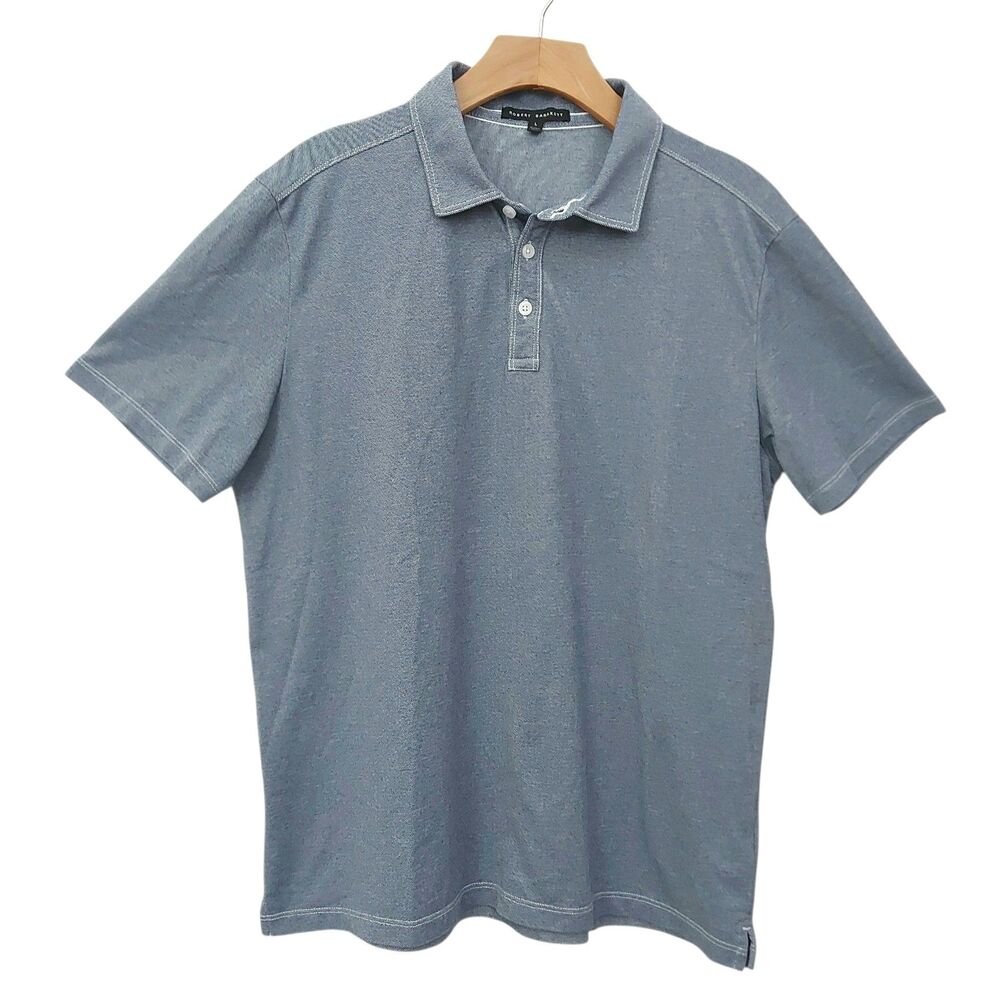 Robert Barakett Mens Large Blue  Polo Shirt Cotton Blend Short Sleeve Golf